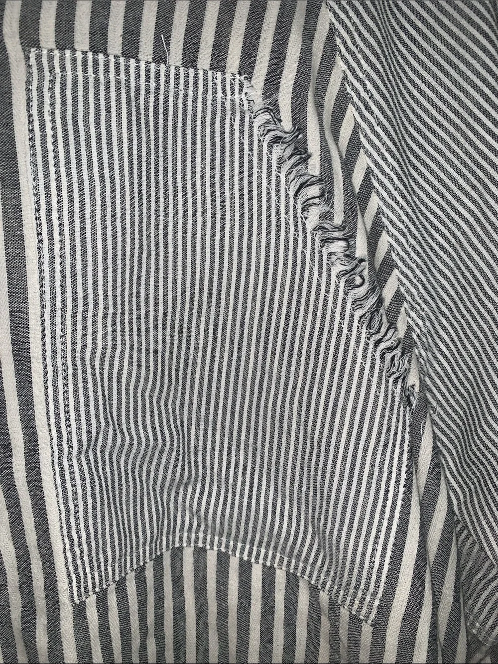 MIOU MUSE Women's Gray & White Striped Button-Down Shirt